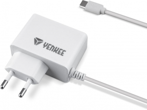 Yenkee YAC 2027WH h&aacute;l&oacute;zati USB-C t&ouml;ltő feh&eacute;r
